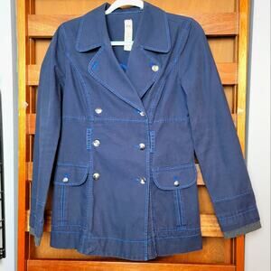 Free People Navy 6 Button Rain Jacket, Sz 6